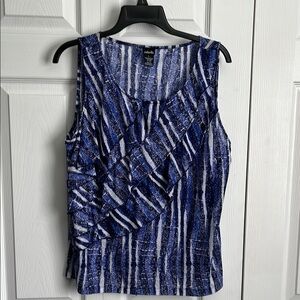 Blue and White Women's Sleeveless Top